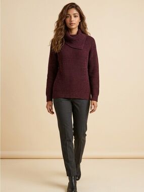 Style & Co. Marled Burgundy Funnel Cowl Sweater